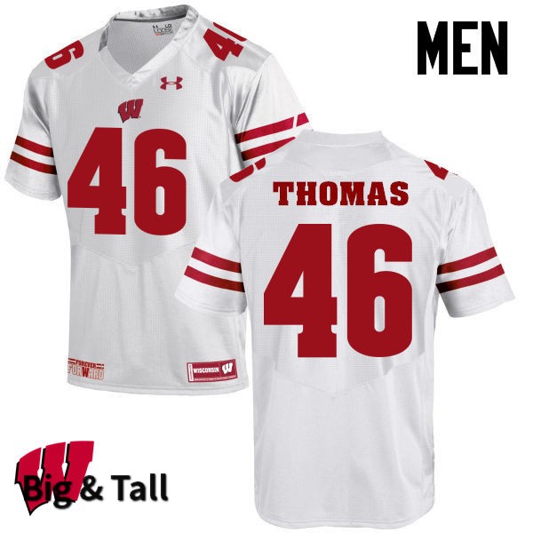 Wisconsin Badgers Men's #46 Nick Thomas NCAA Under Armour Authentic White Big & Tall College Stitched Football Jersey WL40B64SR